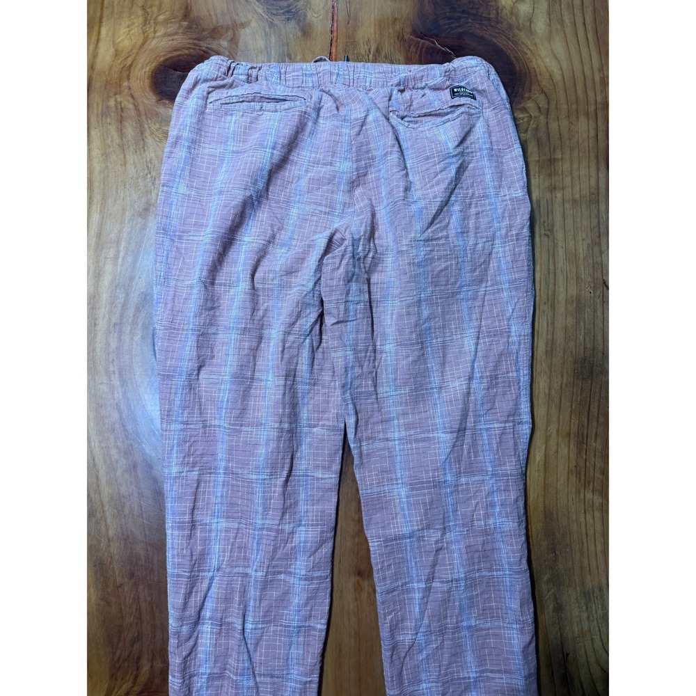 Wildfang Women's pants L Cotton Chino Drawstring Straight Essential Plaid P29 - Picture 6 of 6